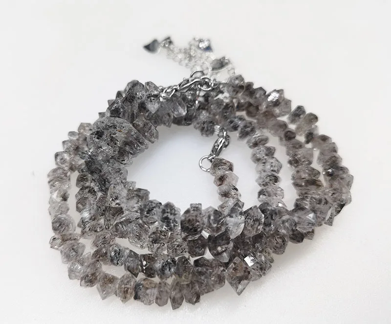 Herkimer Diamond crystal white/black/brown baroque faceted 5-10mm bracelet 17cm wholesale beads nature FPPJ