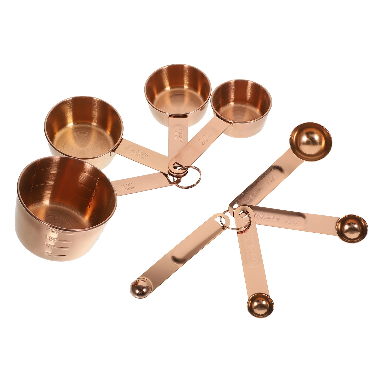 

1Set Baking Measuring Cups and Spoons Stainless Steel Material Practical Long Lasting No Burrs Easy Storage Measuring Cups