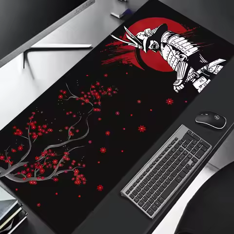 Japanese Sakura Samurai Black Mouse Pad Computador Gamer Table Mat Gaming Laptop Desk PC Mousepad 900x400 Computer Table Gaming