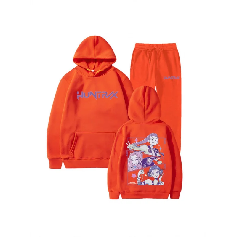 2025년 신상 패션 K팝 헌팅 위치 그룹 후드 루즈핏 남녀 공용 캐주얼 스포츠 스웨트셔츠 세트