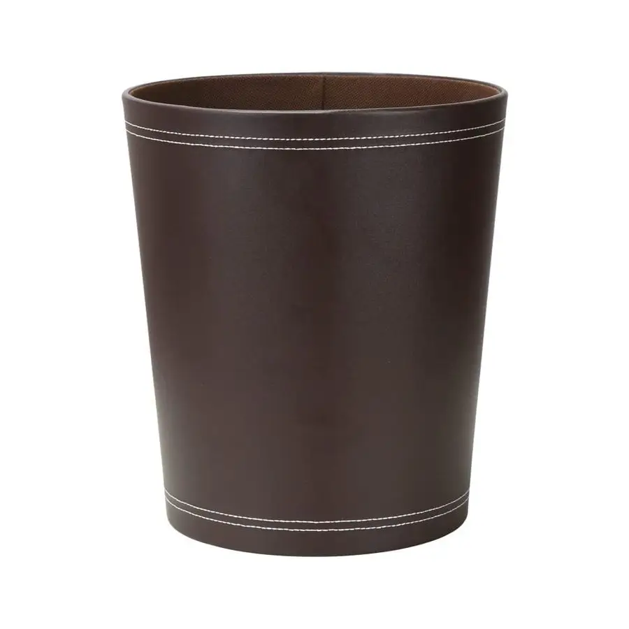 

Classic Pu Leather Trash Can Wastebasket, Garbage Container Can for Bathrooms, Powder Rooms, Kitchens, Home, Office and and High
