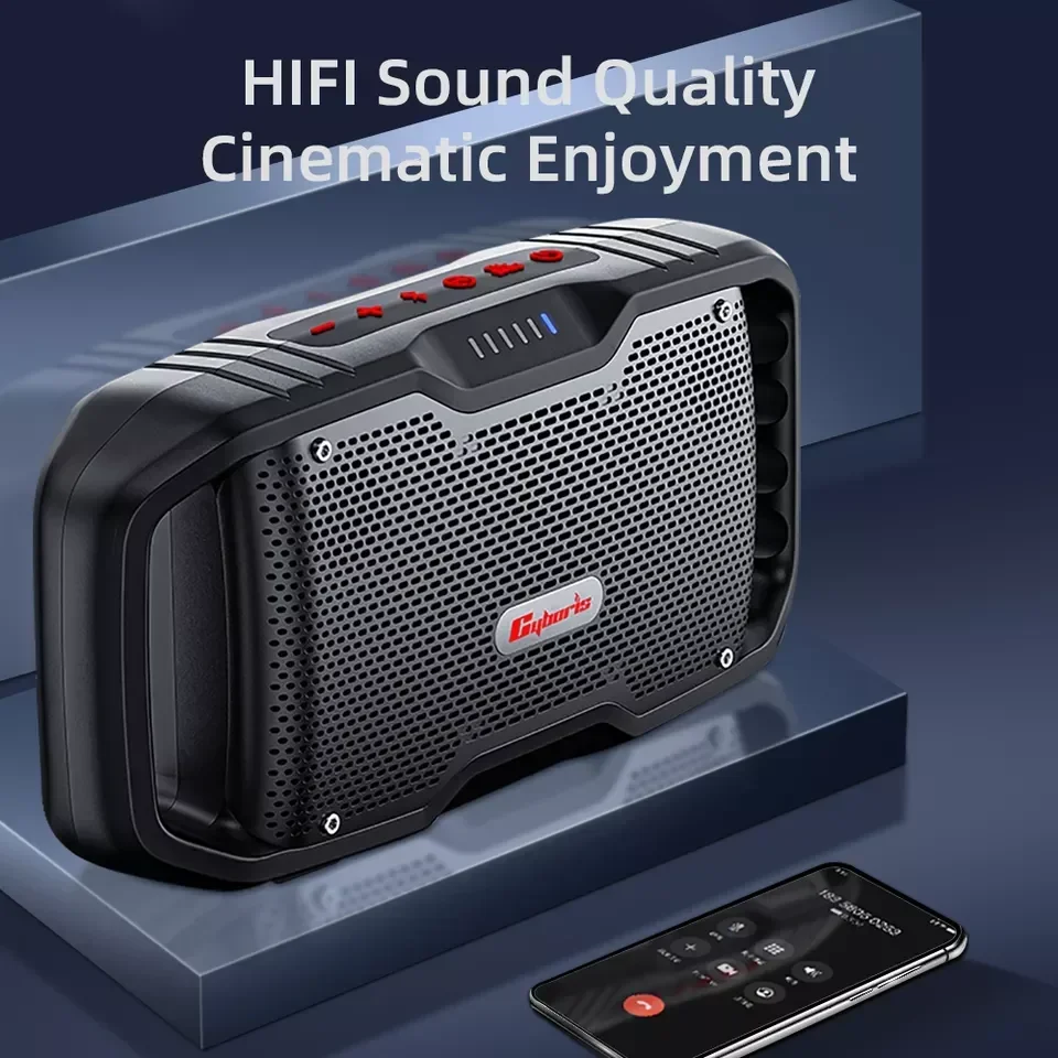 120W High-Power Portable Wireless Speaker for Powerful Stereo Playback, Waterproof TF card, U disk and AUX audio