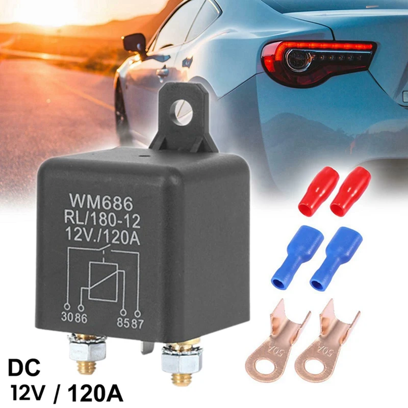 4X WM686 DC 12V Relay Battery Isolating Relay 12V / 120A Peak Load For Car Trucks Car With Wiring Terminal