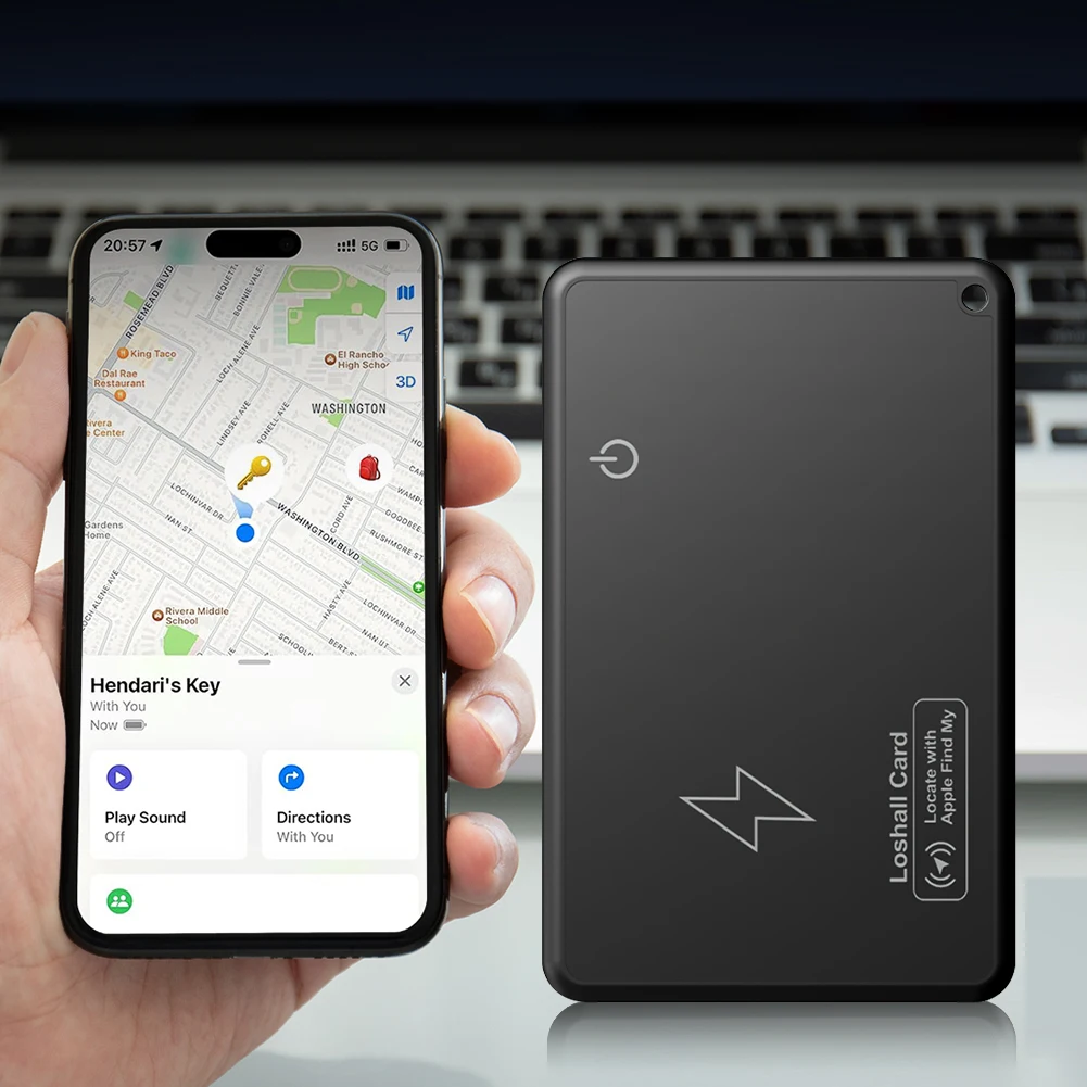 Scheda di localizzazione per portafoglio con ricarica wireless Impermeabile Funziona con Apple Trova la mia app Localizzatore GPS Localizzatore di oggetti GPS sottile per passaporto con borsa