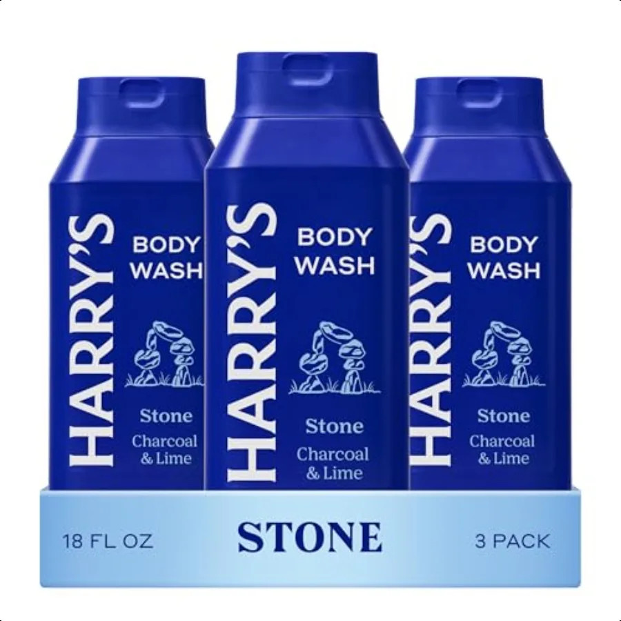 

Men's Body Wash Stone 3 Pack 18 fl oz Shower Gel for Men No Parabens Sulfates or Dyes