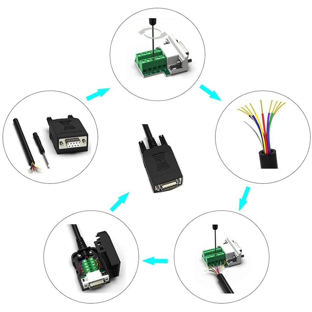 DB9 Solderless RS232 D-SUB Serial To 9Pin Port Terminal Male Female Adapter Connector Breakout Board (2-Male+2-Female)