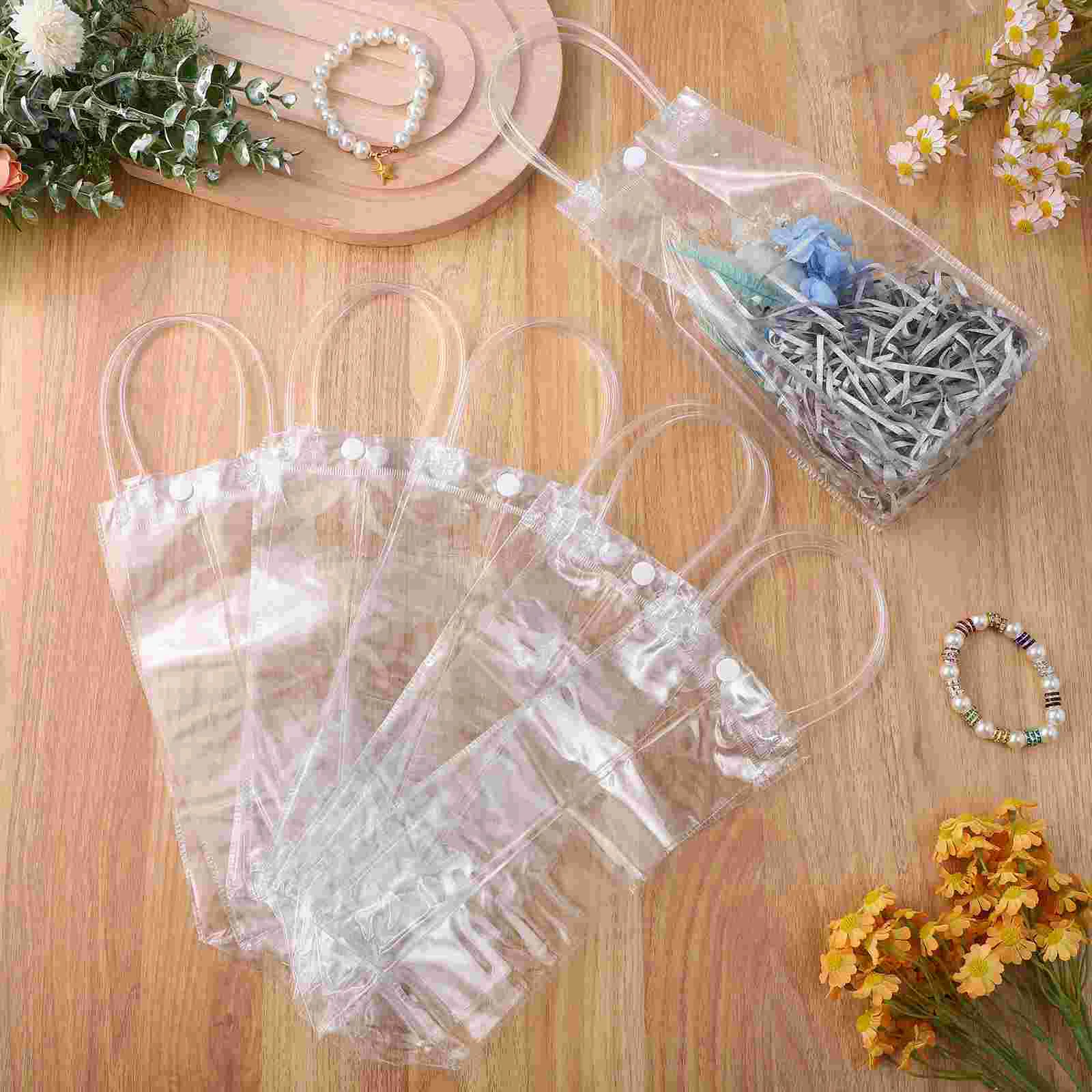 15 Pcs PVC Transparent Handbag Pieces Clear Bags for Favors Party Small Gift Reusable Baby