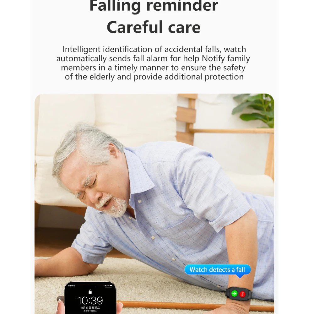 4G Elderly GPS Tracker Location Tracking Position Bracelet With Smart Heart Rate Fashion Temperature Anti Loss GPS Watch Tacking