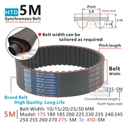 HTD 5M cinghia dentata perimetro da 175 a 450MM modello 175-5M 235-5M 270-5M 300-5M 310-5M 320-5M 360-5M 400 stampante 3D da-5M a 450-5M