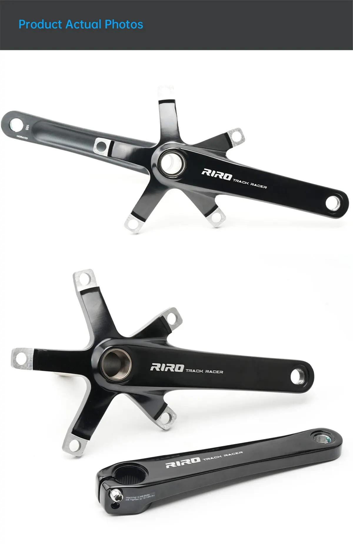 RIRO Superleichte Rennrad-Kurbelgarnitur aus Aluminiumlegierung, Hollowtech 144 BCD, Single-Speed Fixed-Gear-Fahrrad mit 51T Kettenblatt – Detail 12