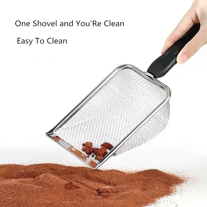 Stainless Steel Litter Sifter Fine Mesh Reptile Poop Scooper Sand Shovel Metal Scoops Cleaner for Substrate and Bedding