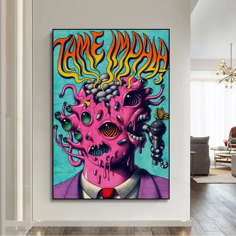 Tame Impala Psychedelic Anime Posters For Living Room Bar Decoration Stickers Wall Painting