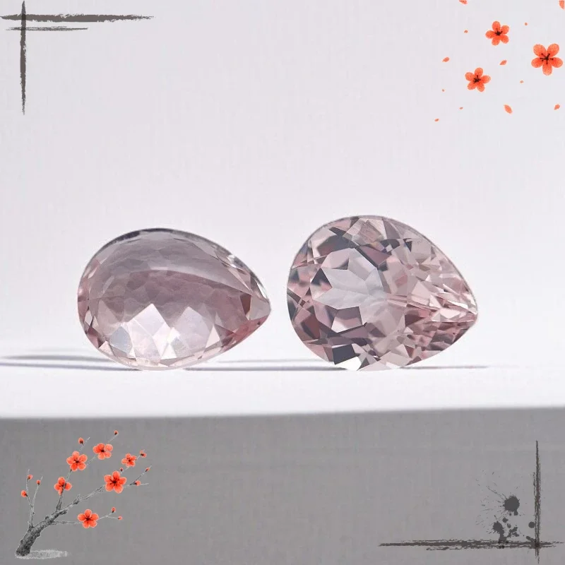 Birnenförmiger im Labor gezüchteter Saphir Sakura Pink Edelstein – Detail 4