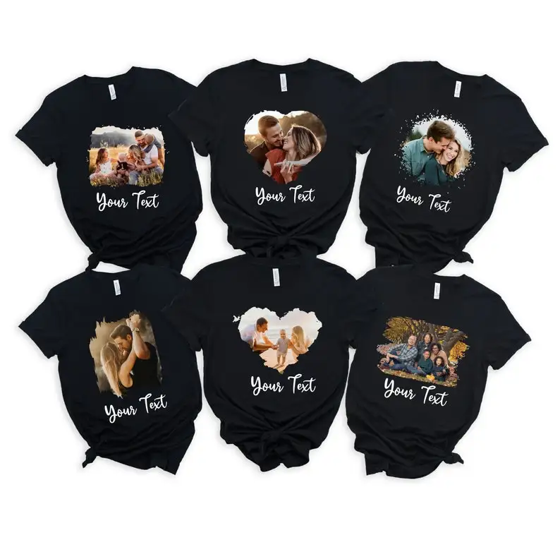 

Custom Photo Shirt Personalized Family Picture Tee Unisex Cotton Short Sleeve O-neck Tees Design Picture Family Matching Shirts