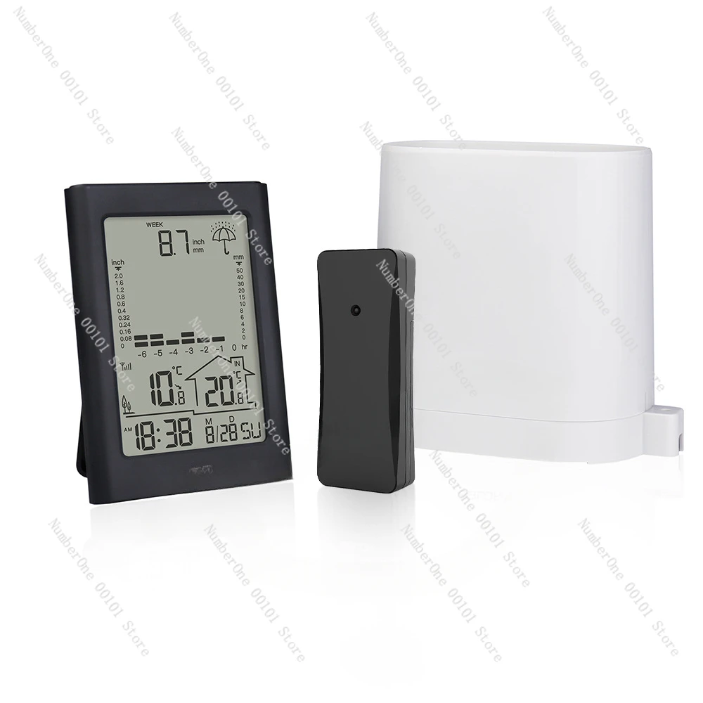 Color screen weather station rain gauge real-time rain detection rain alarm clock indoor and outdoor temperature and humidity