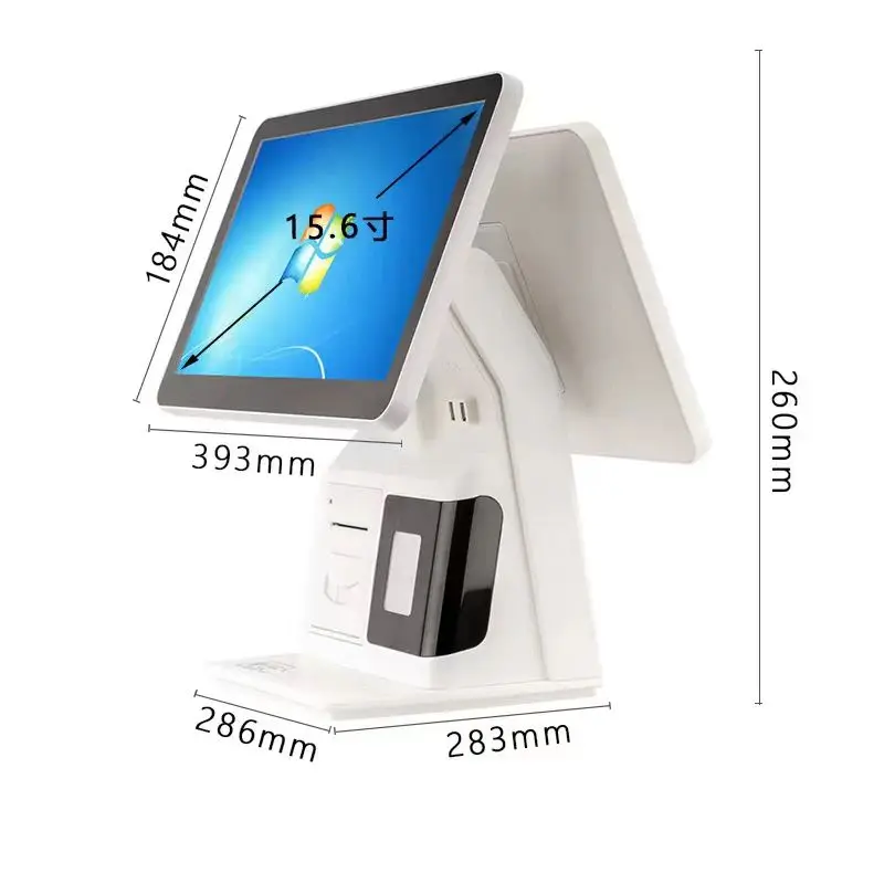 Imagem -03 - Terminal Pos Windows de Tela Única ou Dupla com Scanner 2d Impressora Térmica de 58 mm Intel i3 i5 Tela Sensível ao Toque Caixa Registradora Win10