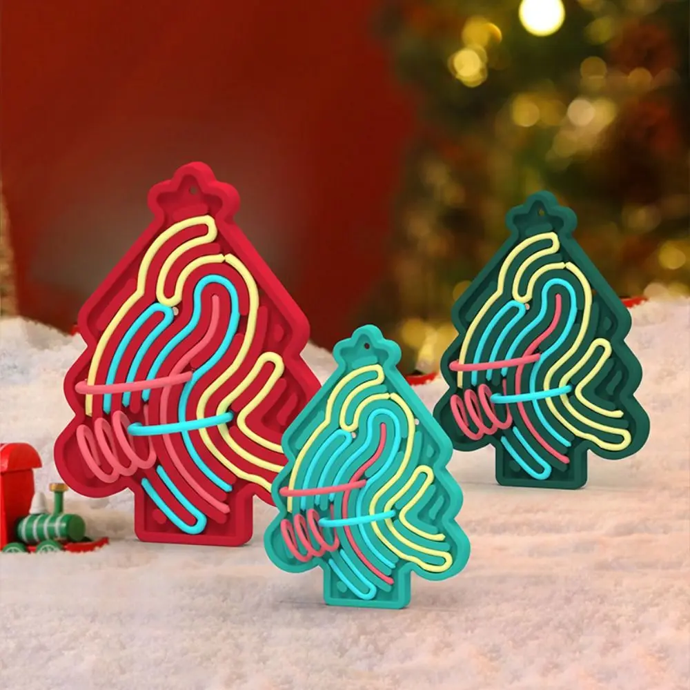 

18 Strings Christmas Tree Shaped Stress Relief Toy Food Grade Educational Sensory Activity Board Double Sides Creative