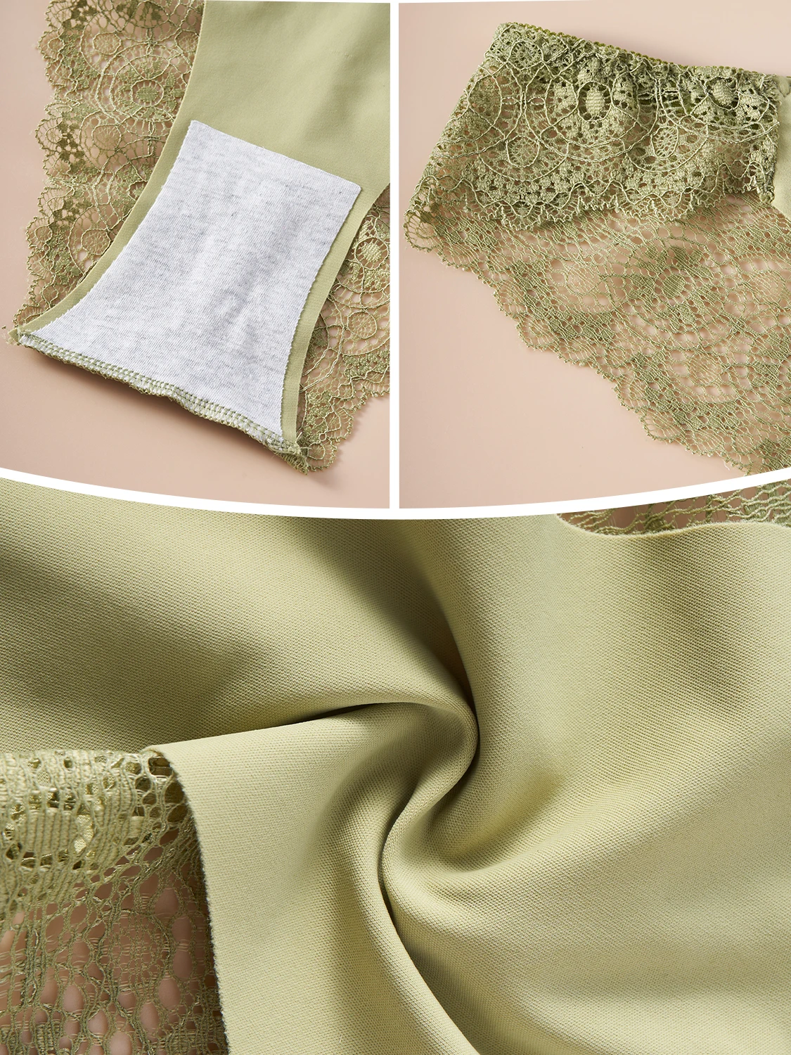 4 قطعة ملابس داخلية عصرية جديدة بلون واحد سراويل منخفضة الخصر للنساء مجوفة الأزهار الدانتيل المشذبة مثير ملخصات الملابس الداخلية الحميمة