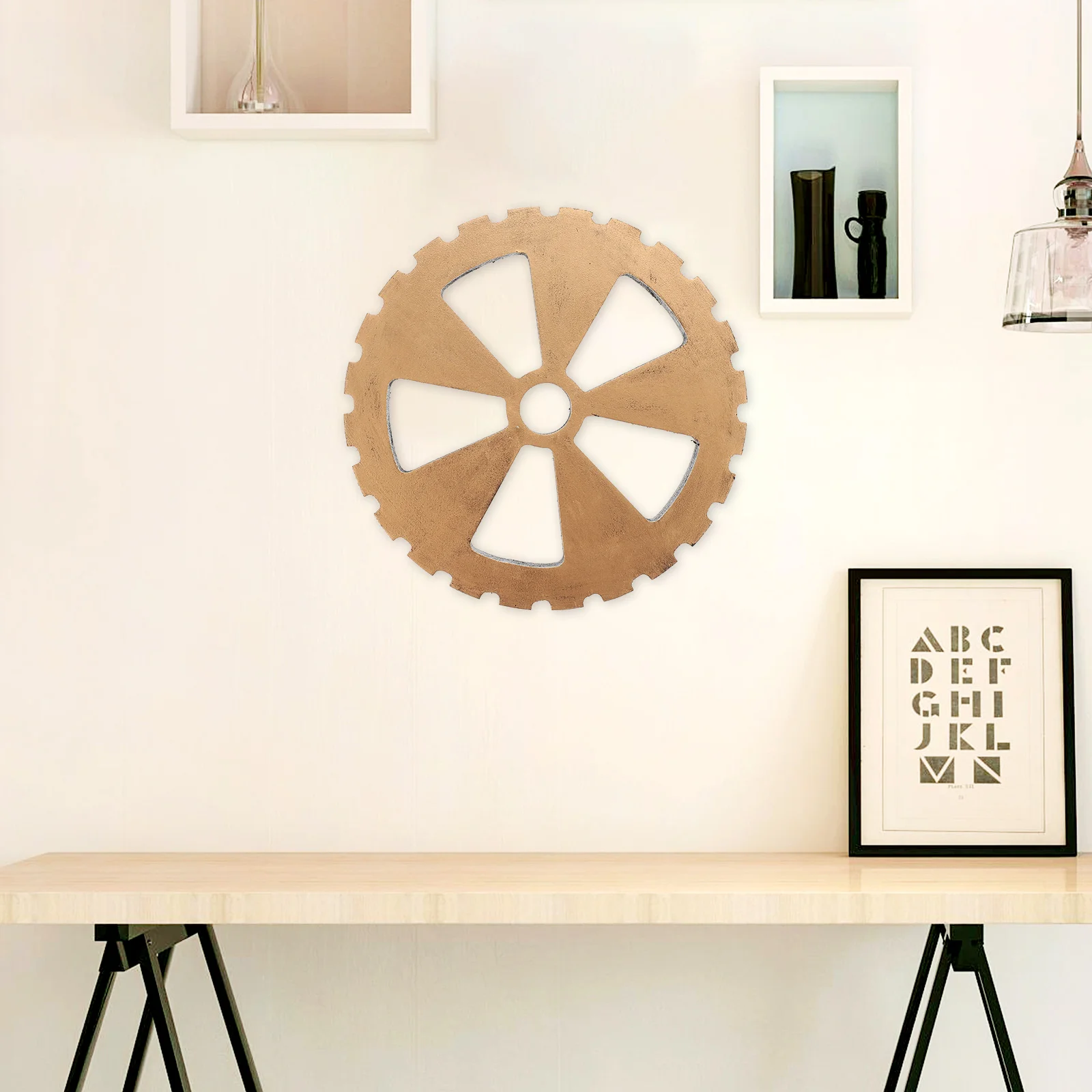 

Retro Gear Wall Ornament Vintage Decorative Wooden Equipment Golden Hanging Office Steampunk Home Industrial Style Wall Decor