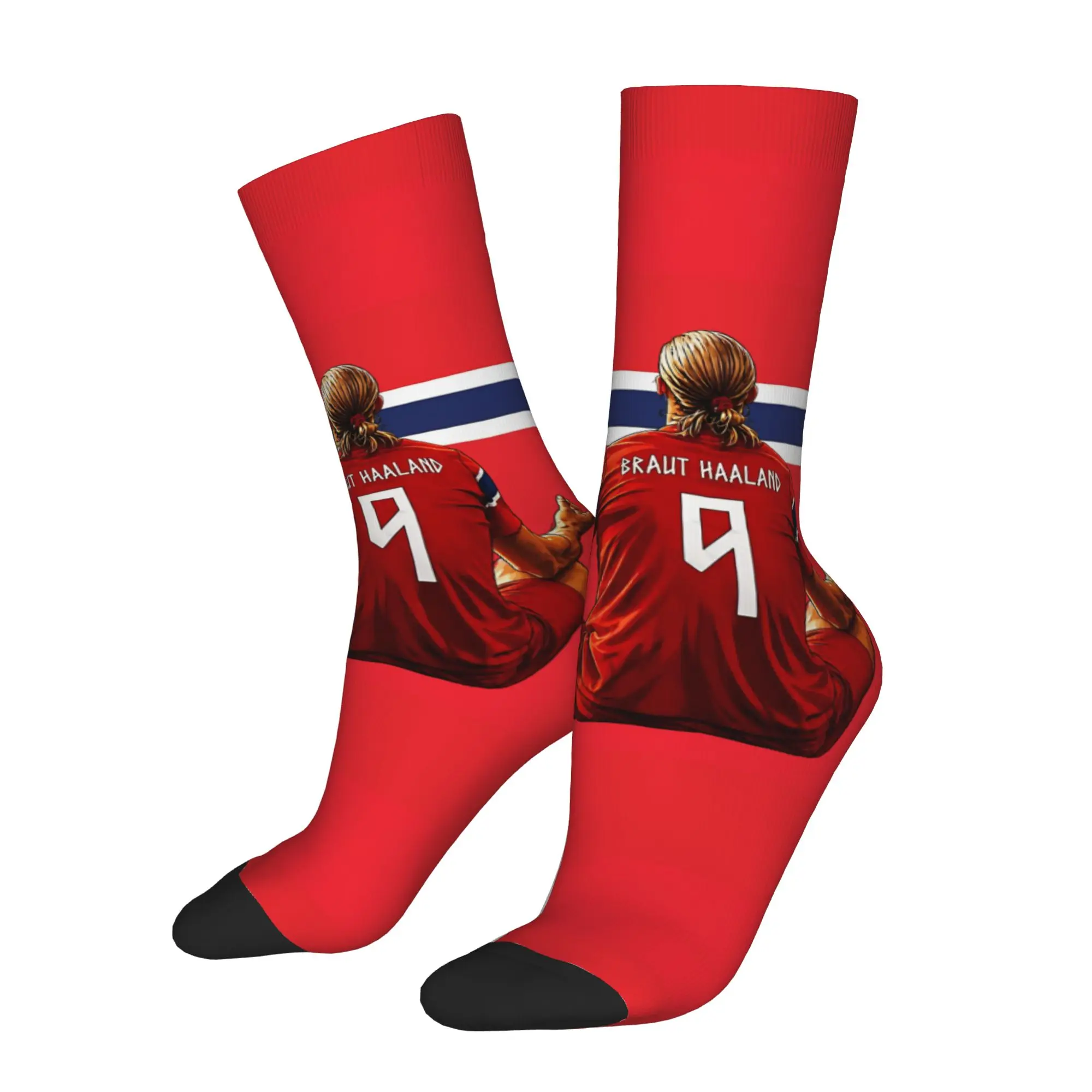 Crazy Design Haalands Basketball Socks  Polyester Middle Tube Socks for Women Men Non-slip