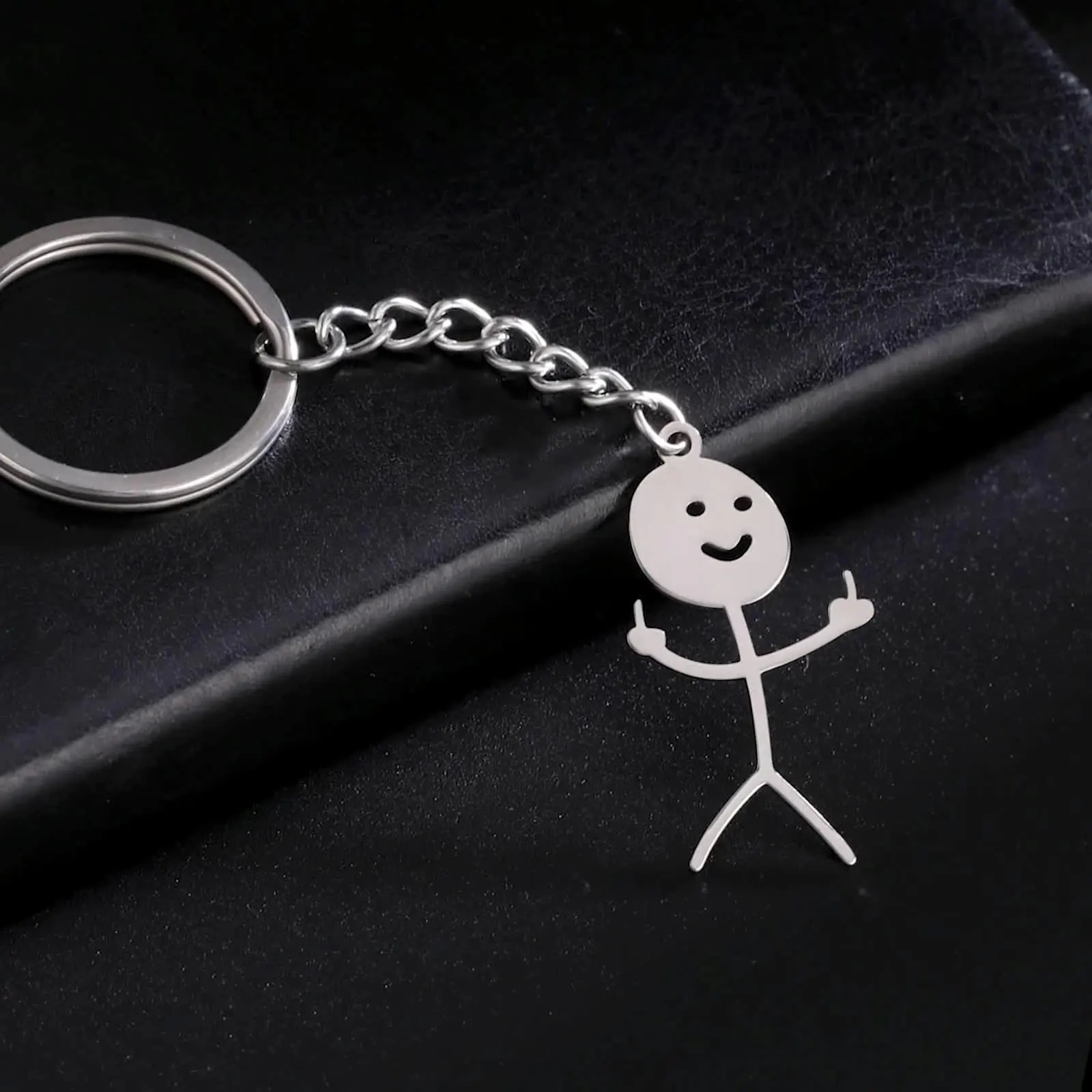 Teamer Funny Middle Finger Stickman Keychain Skyrim Hip Hop Fxck You Funny Doodle  Pendant Keychain Car Key Chains Gift