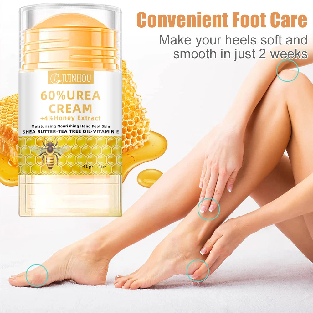 JUINHOU 60% Urea 4% Honey Hand and Foot Cream Set Soften Cracked Feet Cracked Heel Repair Deep Hydration for Dry Feet