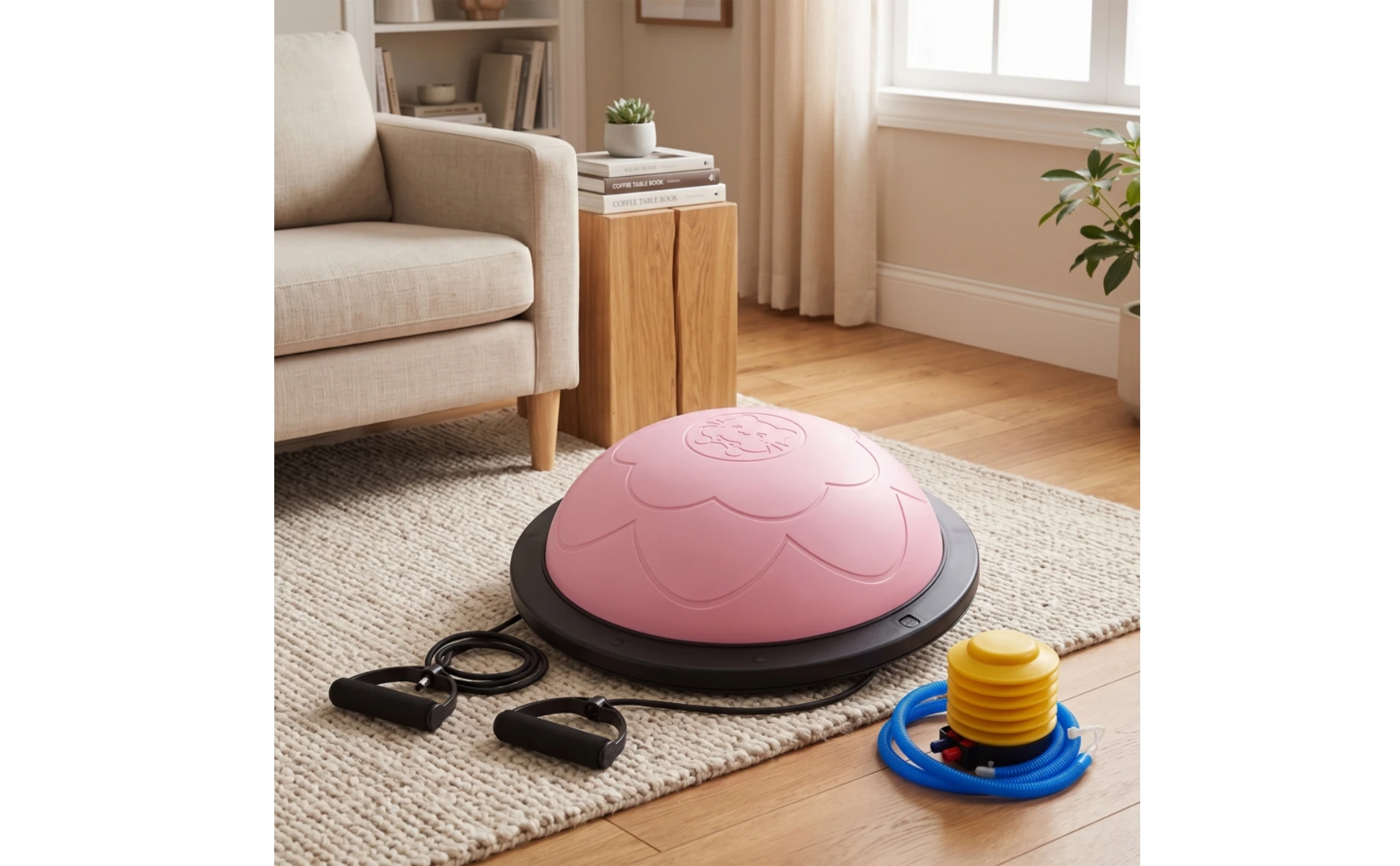 Balance Dome Coach Anti-Slip Half Balance Ball with Resistance Band Half Exercise Ball Sturdy Easy to Clean for Home Gym