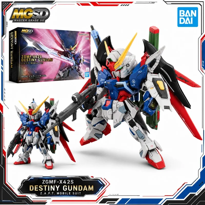 Bandai Original MGSD Destiny Gundam Zaft Mobile Suit Sleeve Striker Gear Robot Modèle en plastique Figurines d'action Jouets de collection
