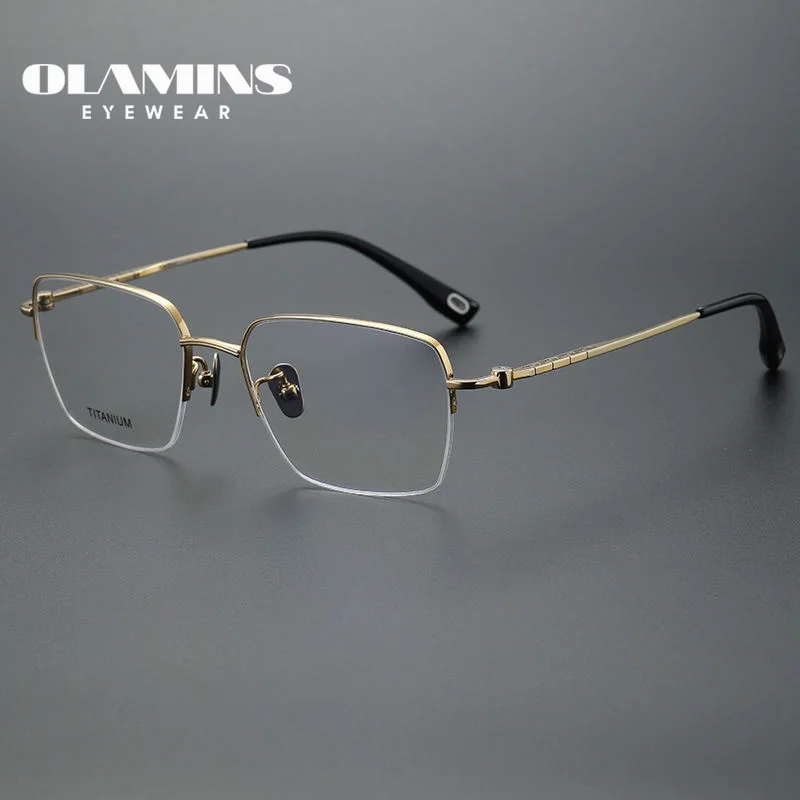 

OLAMINS​ Unisex Retro Titanio Montura De Gafas Opticas Comfortable Cuadro Flexible Marco De Anteojos 80909