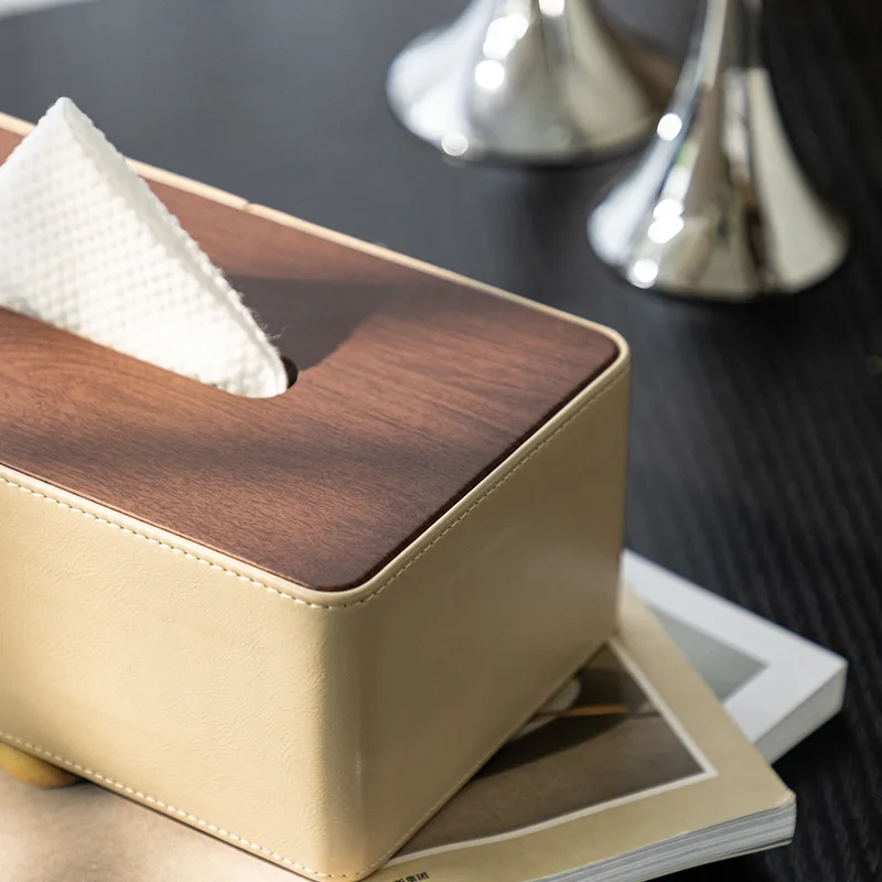 Light Luxury Tissue Box Living Room High-value Paper Case Living Napkin Paper Box Dining Room Desktop Decor Storage Organizer