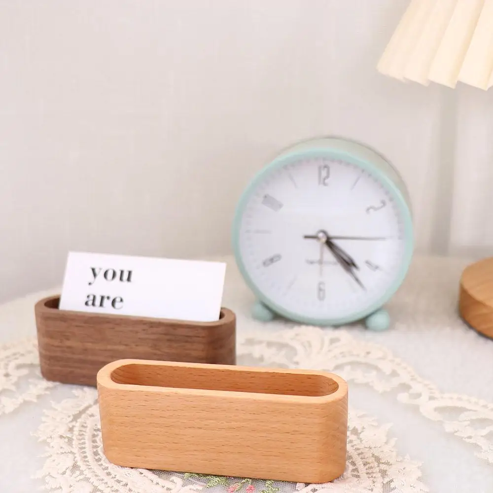 1Pc Wooden Business Card Holders Note Holder Display Device Card Stand Holder Office Supplies Stationery Accessories Organizer