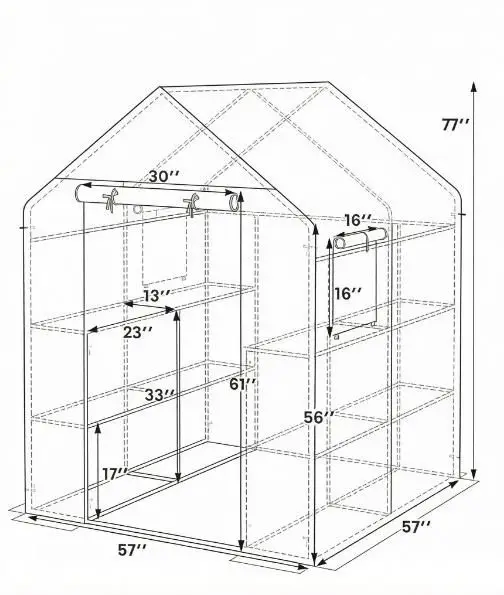 Walk-In Greenhouse 56 X 56 X 77 Inch with Observation Windows for Gardening And Plant Care