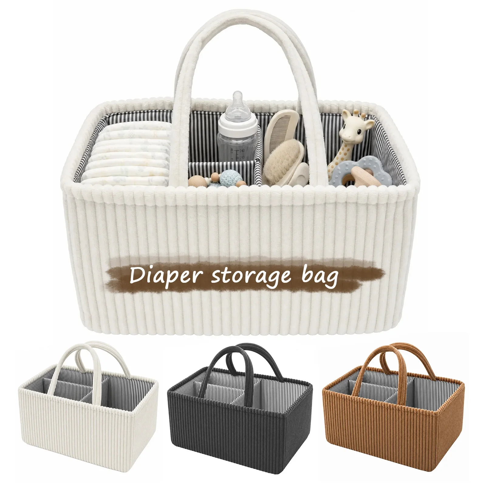 Baby Diaper Caddy Organizer Foldable Diaper Changing Storage Mommy Bag with Handle Baby Products Organizer Basket