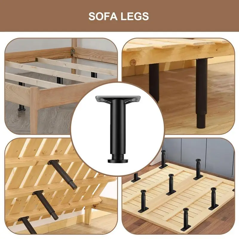 Patas de Metal para mesa de sofá, patas de Metal para muebles de altura ajustable, reemplazo para tablas de cama, mesas de centro, sofás