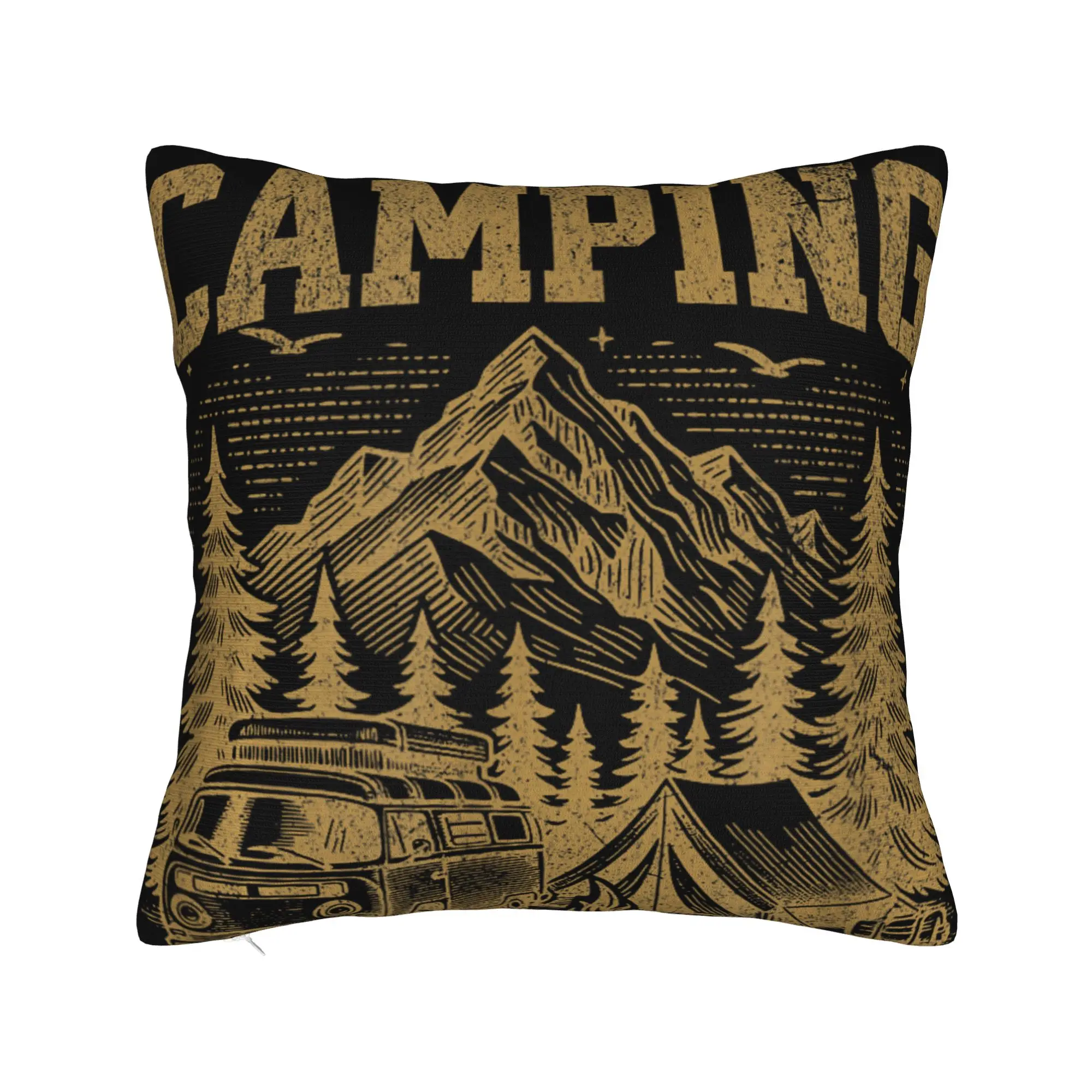 Camping is My Therapy Pillow Case  Graphic Pillow Cover For Living Room Bed Chair Kawaii Pillowcases