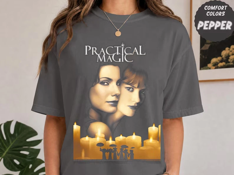 Practical Magic 90s Shirt, Vintage Witch Movie Tee, Cozy Witch Aesthetic, Retro Spellbound T‑Shirt, Halloween Witchcraft Top
