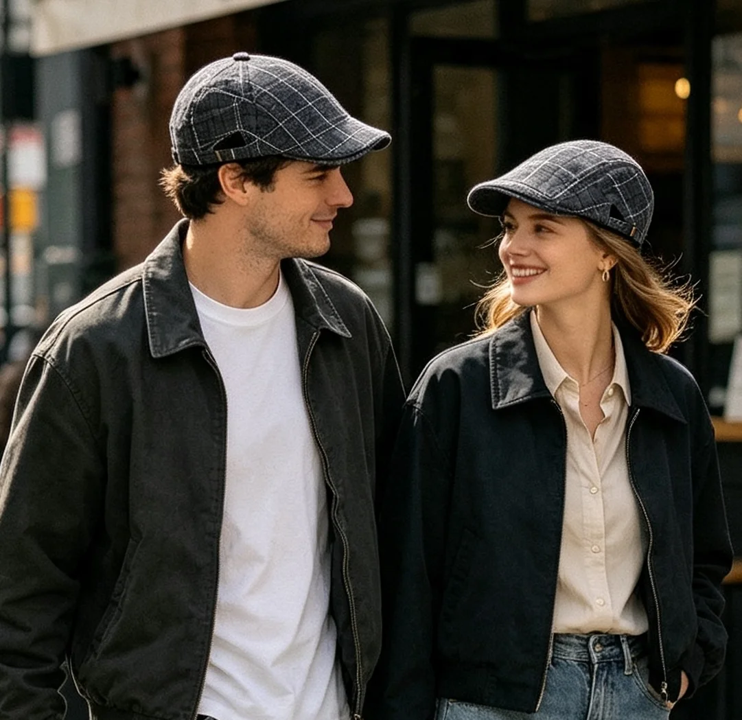 Oohmy Baumwoll-Baskenmützen für Herren und Damen, Lässige Gatsby Ivy Mütze, Outdoor Golf Fahrermütze, Flat Cap, Cabbie Driver Newsboy Kappe, Vintage Kopfbedeckung