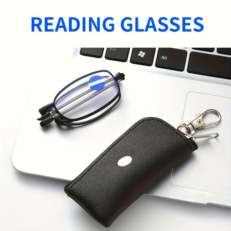 Zusammenklappbare Lesebrille mit blau lichtblockierenden Gläsern +1,0 bis +4,0 Stärken, tragbares Taschendesign für Männer und Frauen – Detail 2