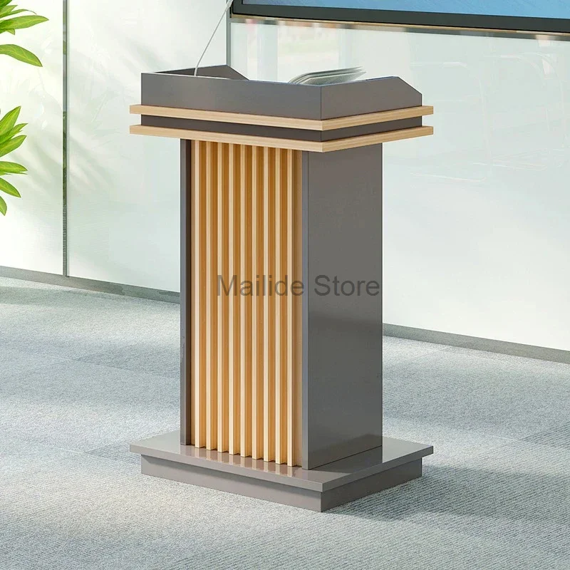 

Wooden Small Reception Desks Front Desk Creative Church Pulpit Modern Welcome Desk Restaurant Shopping Guide Desk with Wheels