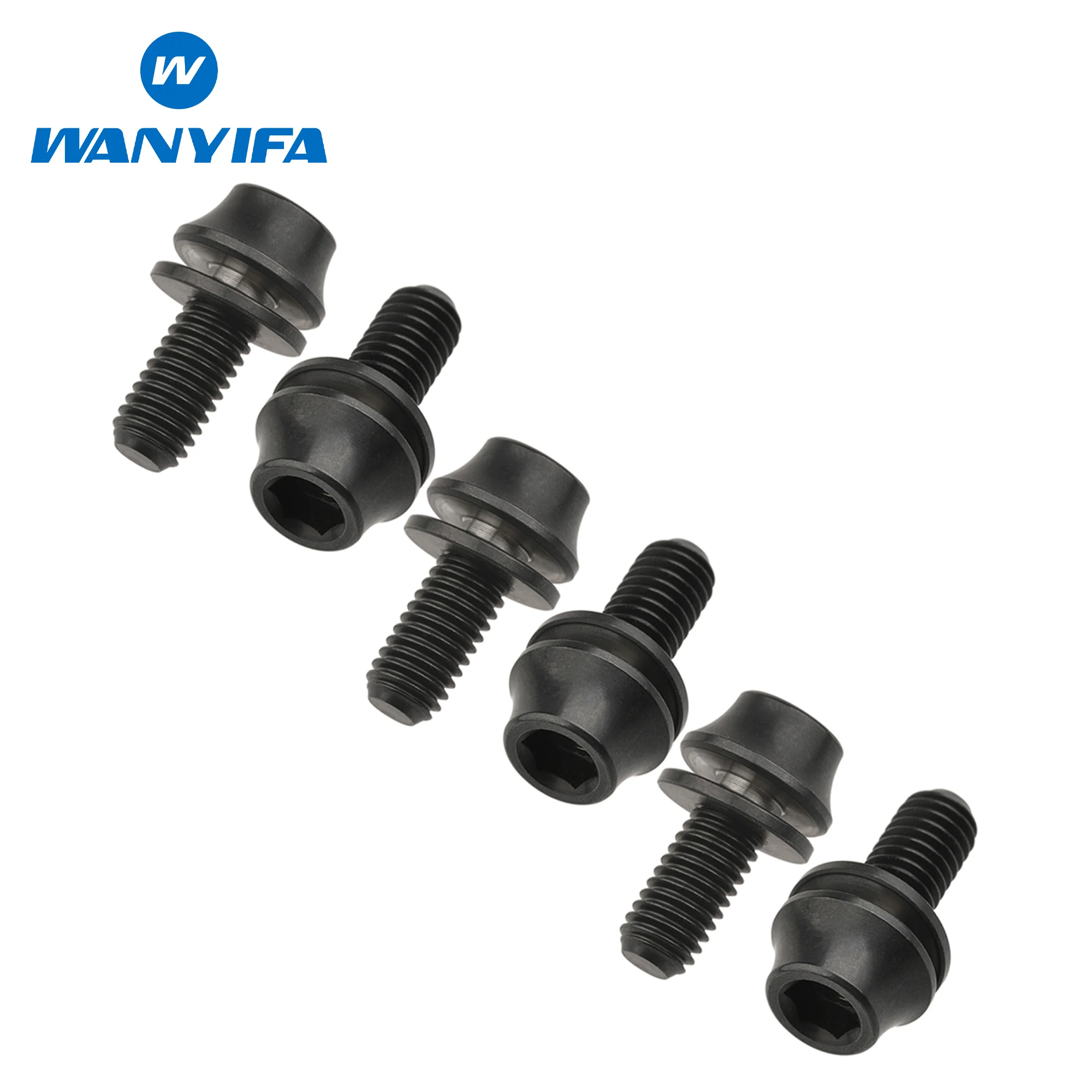 Wanyifa, 6 uds., perno de titanio M5x12mm, portabotellas para bicicleta, tornillos hexagonales, perno para portabotellas de agua con arandela