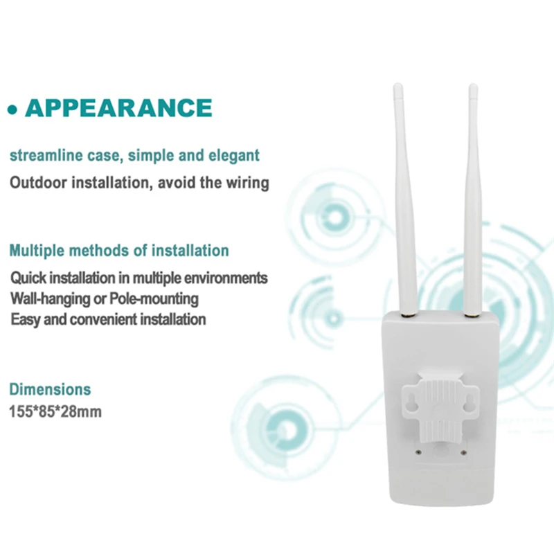 TIANJIE 4G Wifi Router SIM Card Wireless Modem Outerdoor Hotspot External Antenna Waterproof Hotspot CPE Adapter for IP Camera