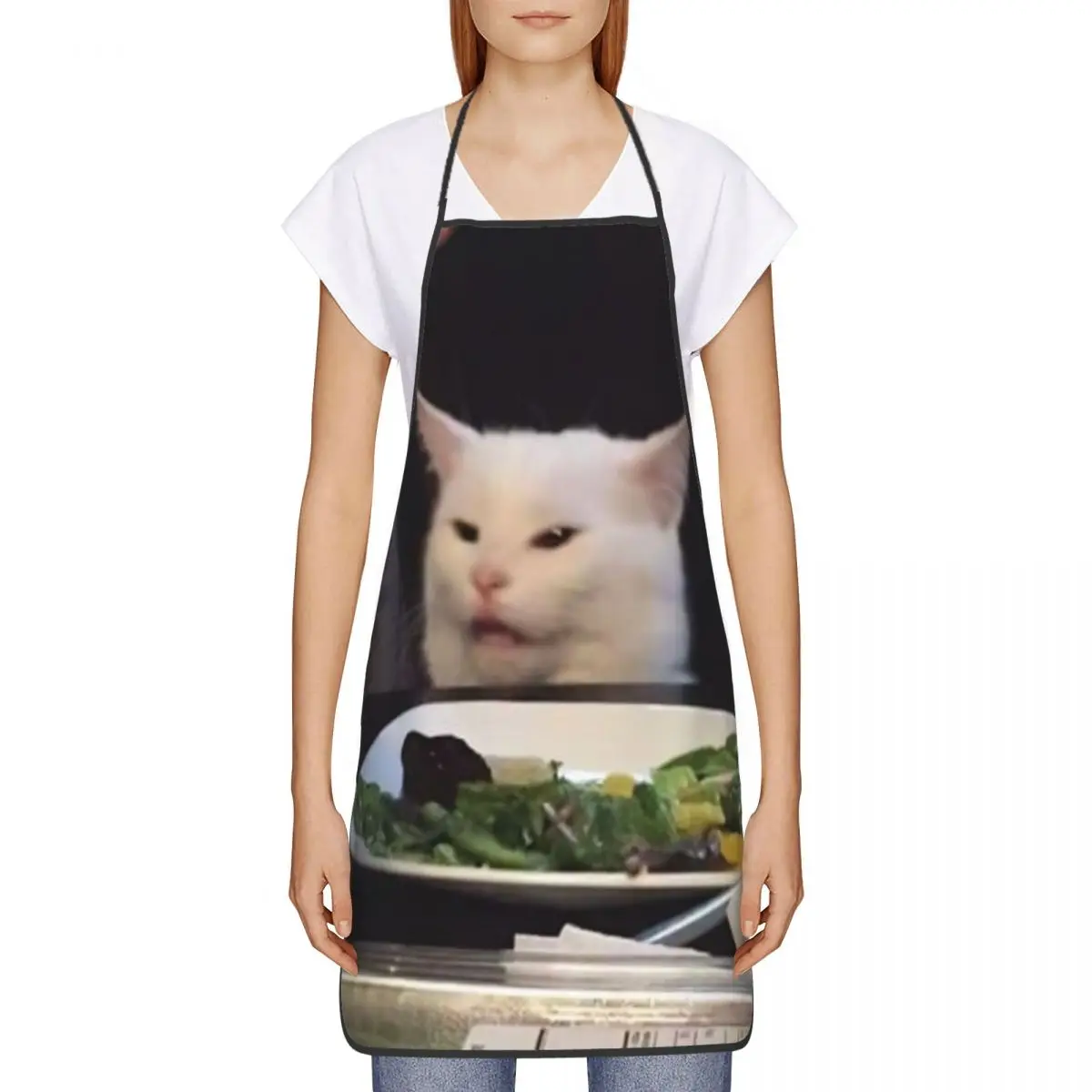 Unisex Woman Yelling At A Cat Meme Bib Apron Adult Women Men Chef Tablier Cuisine for Cooking Kitchen Gardening