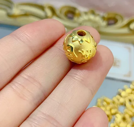 999 real gold round beads 24k pure gold buddish beads 6mm 8mm loose beads diy handstring