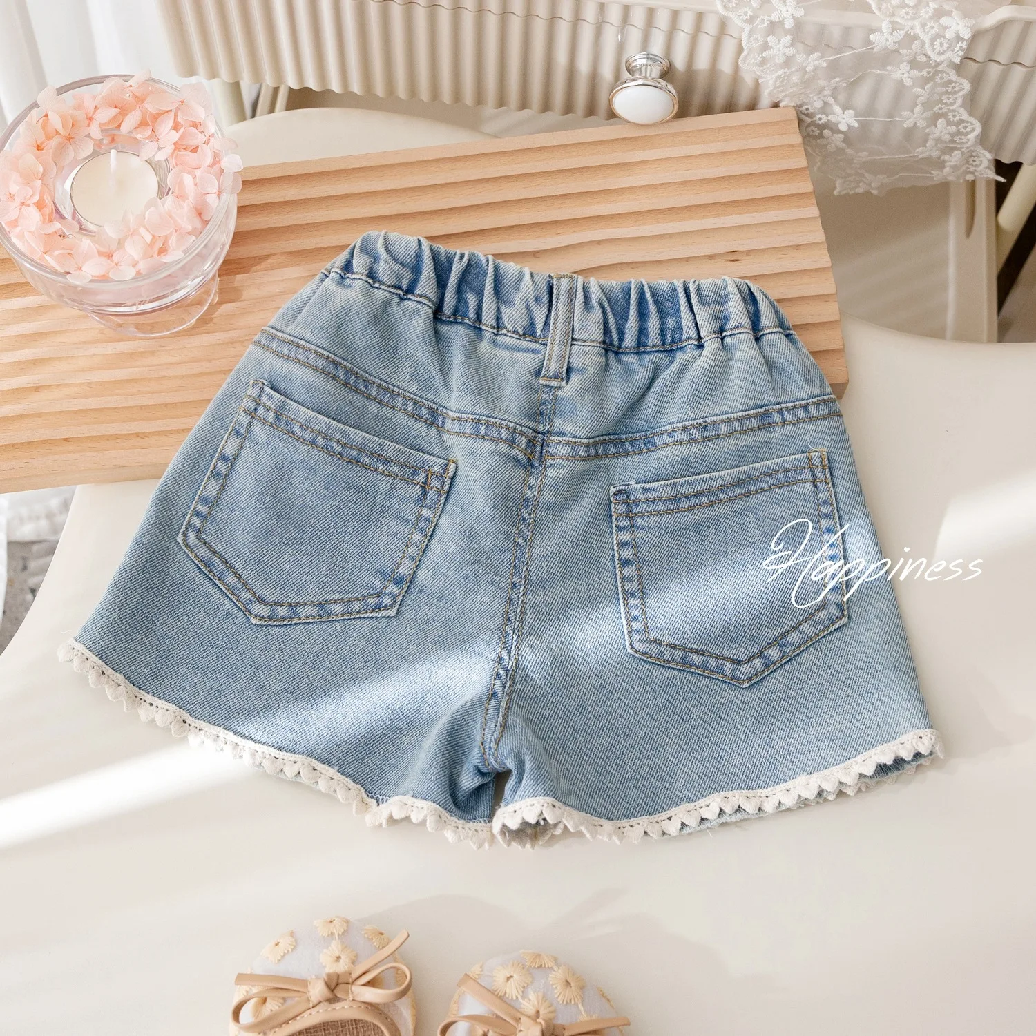 Baby Girls Lace Jean Shorts Kids Short Pants Toddler Blue Trousers 2024 Summer 1 To 6 Yrs Children\'s Clothing Fashion