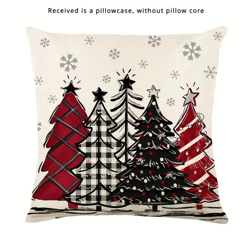 Cute Snowman Santa Pattern Printed Pillowcase, Zipper Closed Cushion Cover, Without Pillow Core, Multiple Styles to Choose from