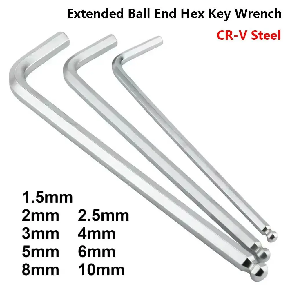 1Pcs 1.5-10mm Extended Hex Allen Key Set CR-V Steel 20cm Extra Long Ball End Hex Key Wrench Ball End Metric System