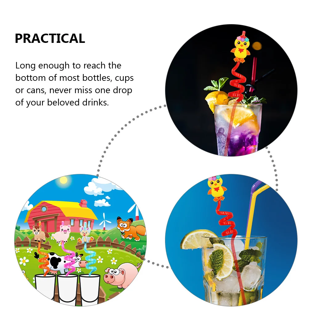 

20Pcs Animal Straws Party Drinking Straws Funny Kids Cartoon Supplies Favors Birthday Animal Decorations