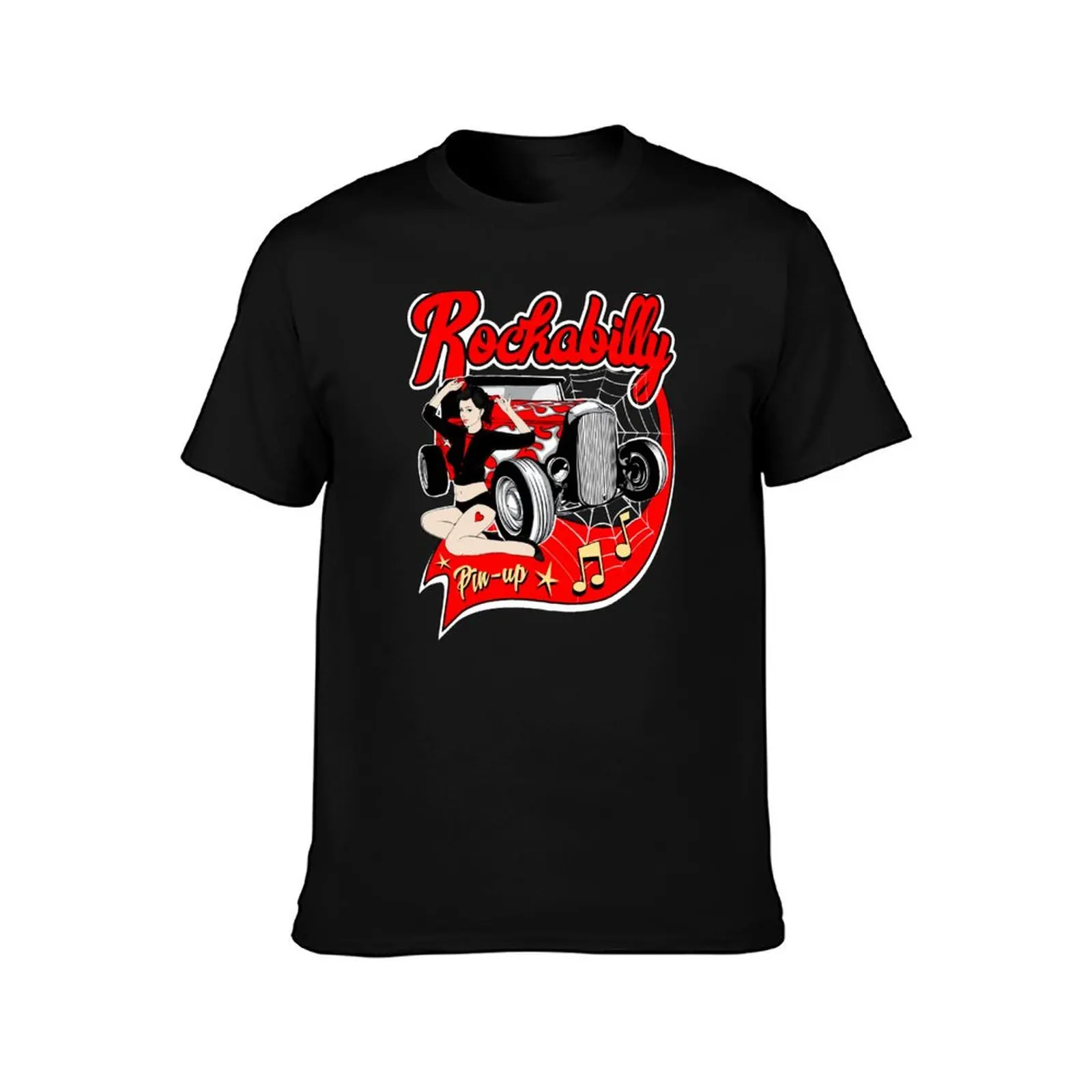 Pin Up Girl Rockabilly Music Hot Rod Sock Hop Rocker Vintage Classic Rock and Roll T-Shirt Summer Casual Cotton Tee