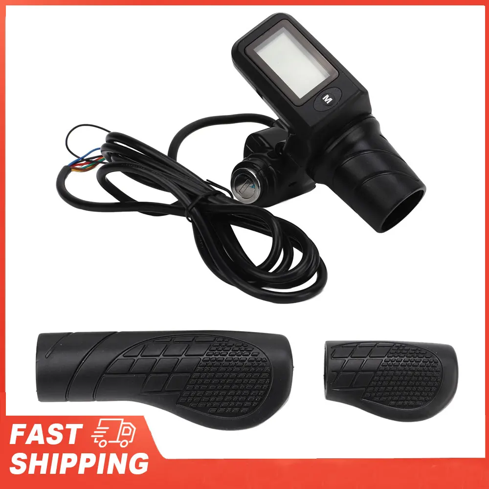 

805 LCD Display Panel Throttle Grip Set Electric Bike Scooter Twist Half Throttle Grip with LCD Panel for 22.5mm Handlebars