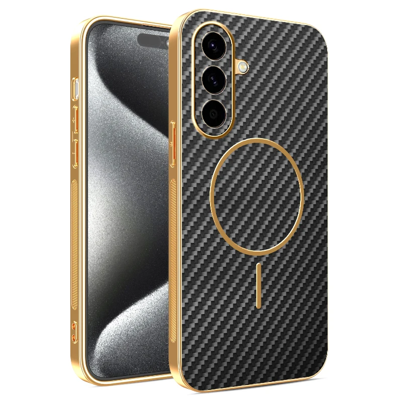 Magnetische Hülle für Samsung Galaxy A17 A07 A16 A56 A36 A26 A55 A35 A15 S26 Kohlefaser stoßfeste Luxus-Beschichtung Kunststoffabdeckung